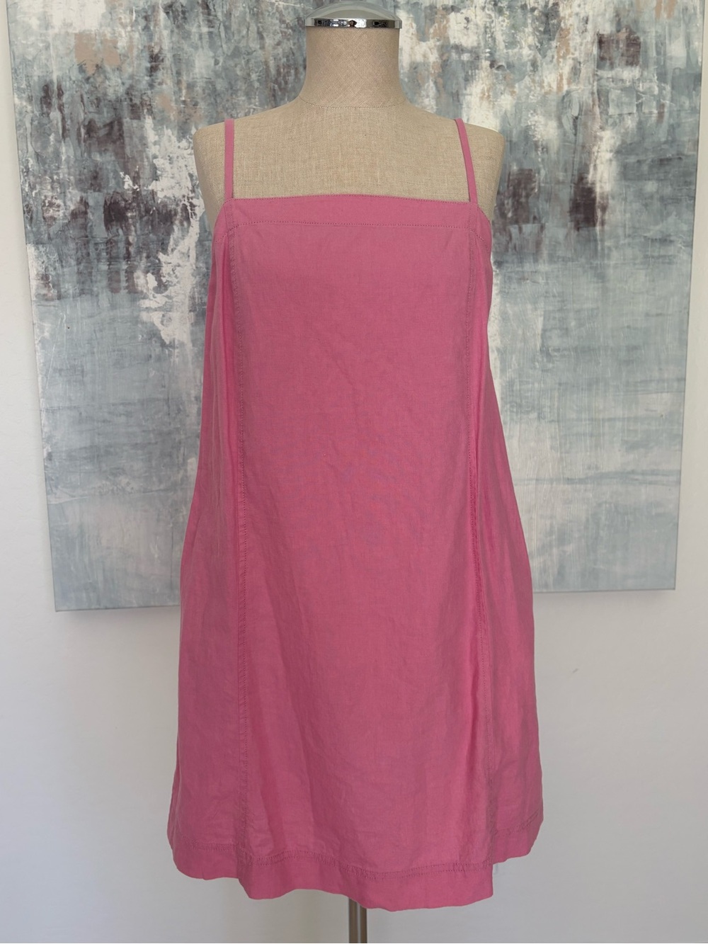 Madewell Anthropologie Goldie Linen Pink Mini Dress